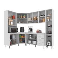 Cozinha Modulada Completa Fidelitá Viena 6 Peças 375cm 14 Portas 3 Gavetas Com Tampo Branco - 9