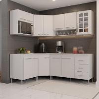 Cozinha Modulada Completa Fidelitá Viena 6 Peças 340cm 12 Portas 3 Gavetas Com Tampo Branco - 1
