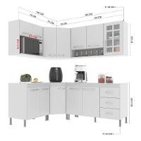 Cozinha Modulada Completa Fidelitá Viena 6 Peças 340cm 12 Portas 3 Gavetas Com Tampo Branco - 7