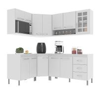 Cozinha Modulada Completa Fidelitá Viena 6 Peças 340cm 12 Portas 3 Gavetas Com Tampo Branco - 8