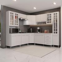 Cozinha Modulada Completa Fidelitá Viena 8 Peças 445cm 18 Portas 3 Gavetas Com Tampo Branco - 1