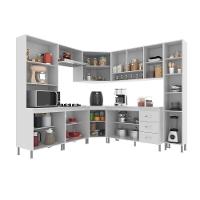 Cozinha Modulada Completa Fidelitá Viena 8 Peças 445cm 18 Portas 3 Gavetas Com Tampo Branco - 2
