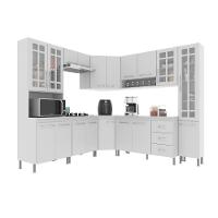 Cozinha Modulada Completa Fidelitá Viena 8 Peças 445cm 18 Portas 3 Gavetas Com Tampo Branco - 3
