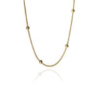 Pulseira Corrente Lisa Com Bolinhas Folheado Em Ouro 18K - 1