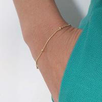 Pulseira Corrente Lisa Com Bolinhas Folheado Em Ouro 18K - 2