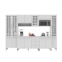 Cozinha Modulada Completa Fidelitá Viena 6 Peças 295cm 15 Portas 3 Gavetas Com Tampo Branco - 6