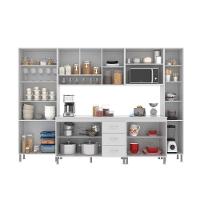 Cozinha Modulada Completa Fidelitá Viena 6 Peças 295cm 15 Portas 3 Gavetas Com Tampo Branco - 7