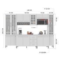Cozinha Modulada Completa Fidelitá Viena 6 Peças 295cm 15 Portas 3 Gavetas Com Tampo Branco - 8