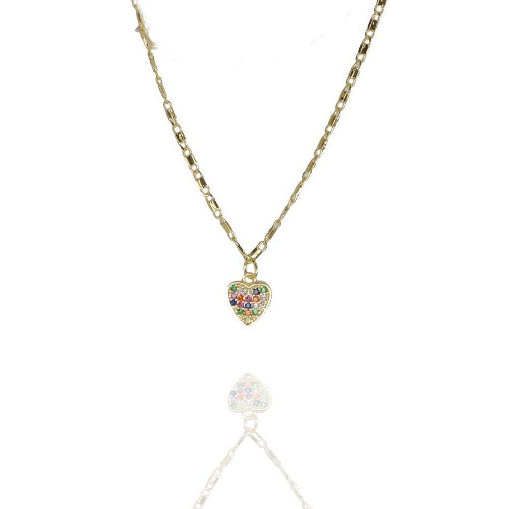 Pulseira Com Coração De Zircônias Folheado A Ouro 18K - 1