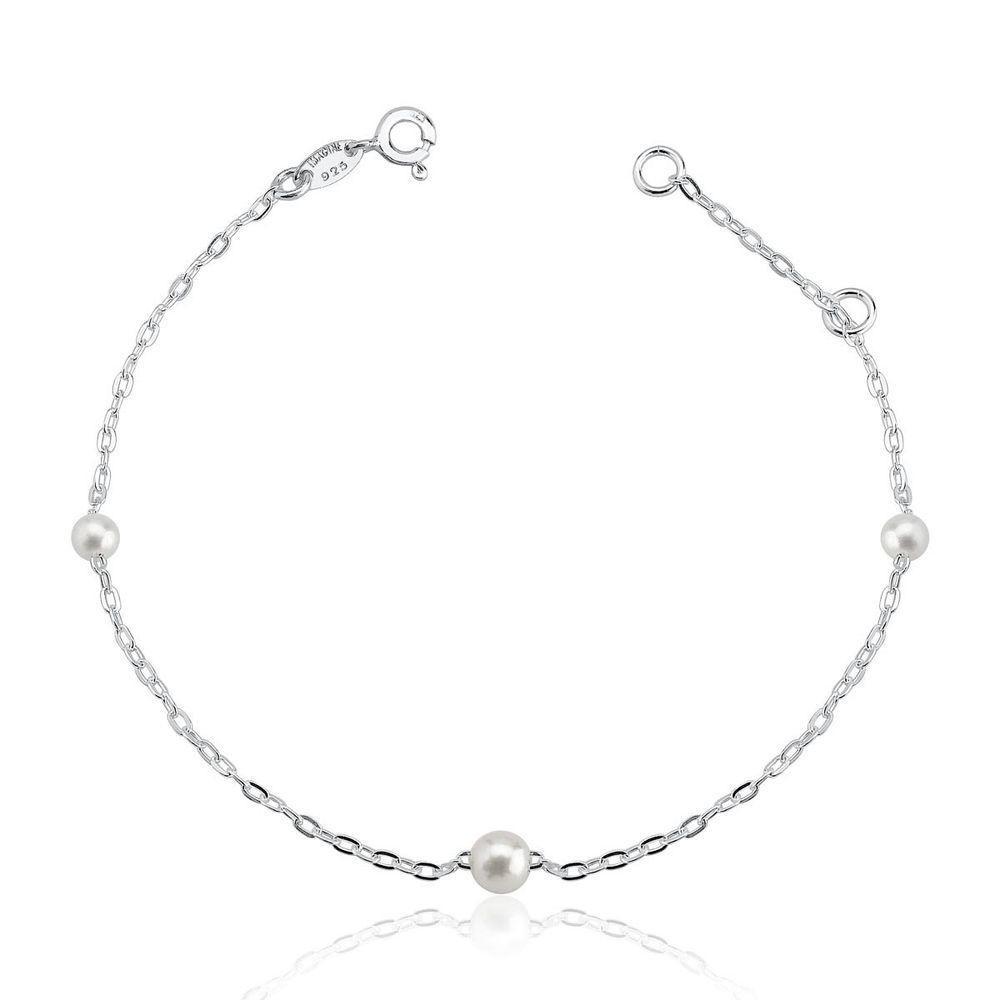Pulseira Feminina Em Prata 925 Com Pérolas Sintéticas De 4mm E 5mm - 1