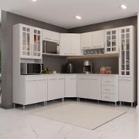 Cozinha Modulada Completa Fidelitá Viena 8 Peças 445cm 18 Portas 3 Gavetas Com Tampo Branco - 1