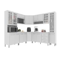 Cozinha Modulada Completa Fidelitá Viena 8 Peças 445cm 18 Portas 3 Gavetas Com Tampo Branco - 6