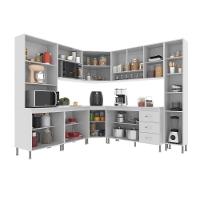 Cozinha Modulada Completa Fidelitá Viena 8 Peças 445cm 18 Portas 3 Gavetas Com Tampo Branco - 7