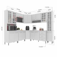 Cozinha Modulada Completa Fidelitá Viena 8 Peças 445cm 18 Portas 3 Gavetas Com Tampo Branco - 8