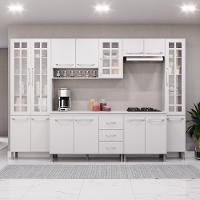 Cozinha Modulada Completa Fidelitá Viena 6 Peças 295cm 15 Portas 3 Gavetas Com Tampo Branco - 1