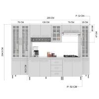 Cozinha Modulada Completa Fidelitá Viena 6 Peças 295cm 15 Portas 3 Gavetas Com Tampo Branco - 8