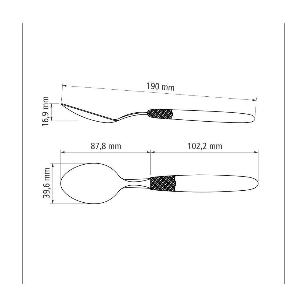 Kit 6 Colher De Mesa Tramontina Ipanema Inox Preto - 6