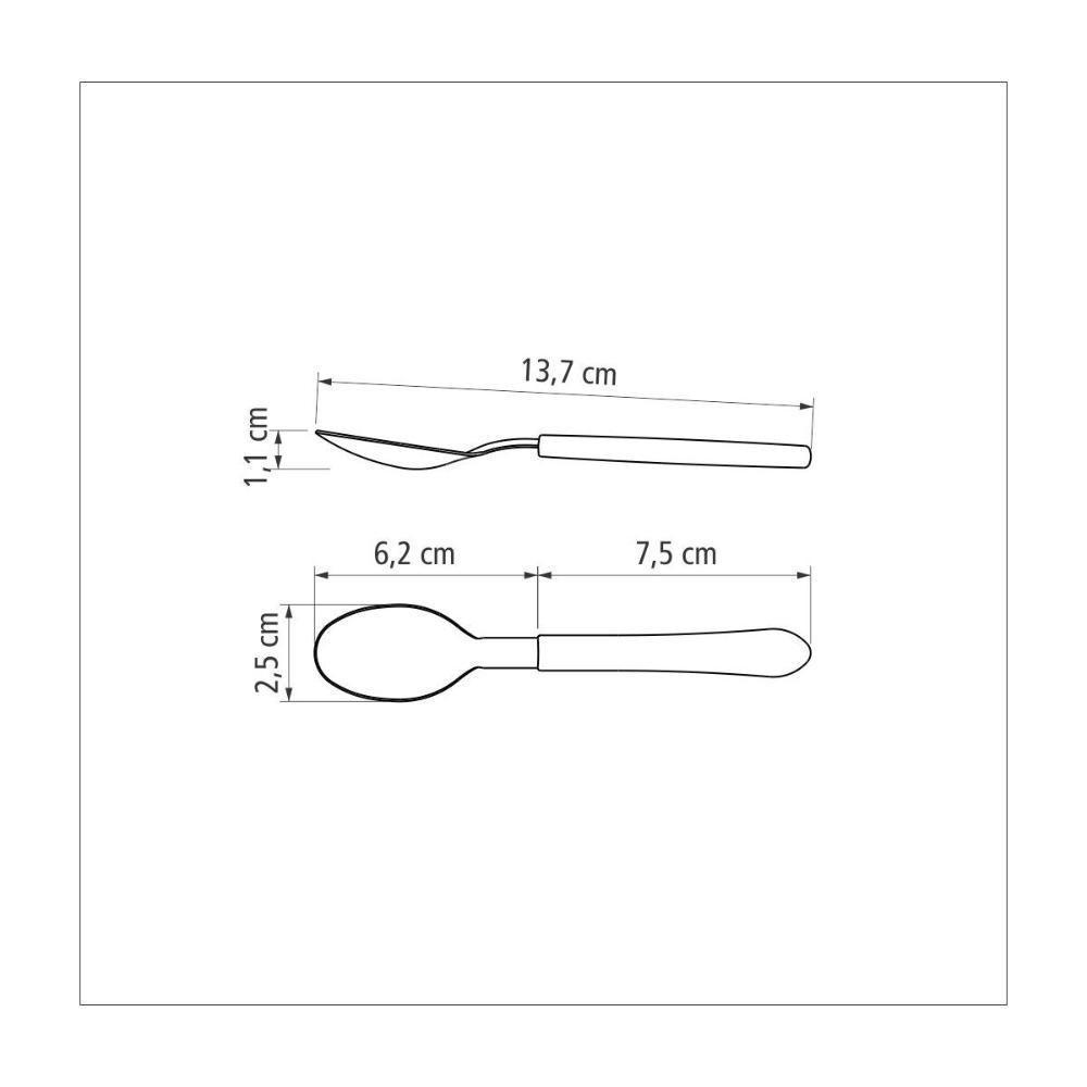 Kit 12 Colher De Chá Leme Inox Vermelho - 6