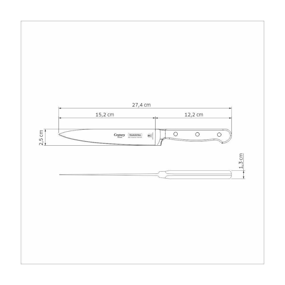 Faca Utility Tramontina Century Wood Com Lâmina Em Aço Inox E Cabo De Madeira Tratada Castanho 6 Polegada - 8