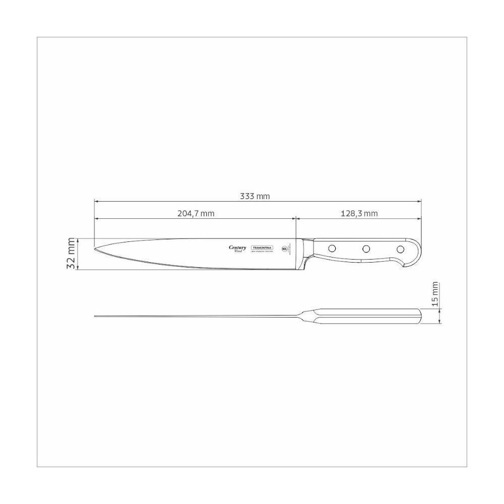 Faca Utility Tramontina Century Wood Com Lâmina Em Aço Inox E Cabo De Madeira Tratada Castanho 8 Polegada - 6