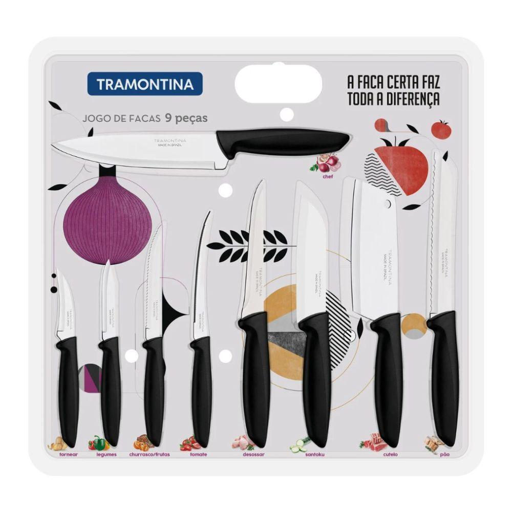 Jogo De Facas Plenus Em Aço Inox E Cabos De Polipropileno Preto 9 Peças- Tramontina - 3