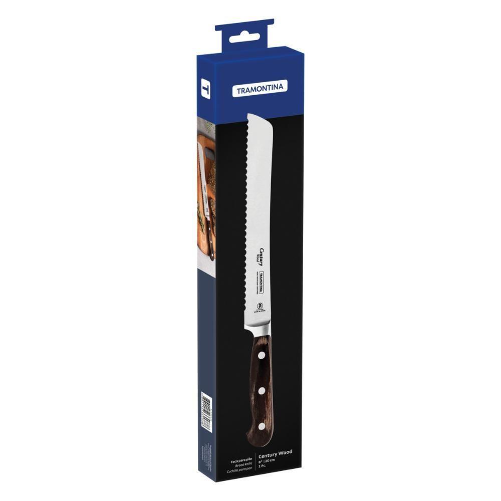 Faca Para Pão Tramontina Century Wood Com Lâmina Em Aço Inox E Cabo De Madeira Tratada Castanho 8 Polegada - 4