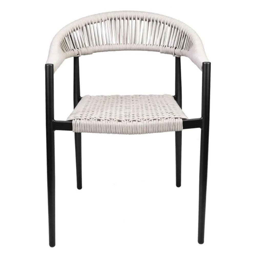 Cadeira Empilhável área Externa Trancoso Rivatti Alumínio Preto Assento Trama Corda Náutica Amêndoa - 5