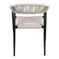 Cadeira Empilhável área Externa Trancoso Rivatti Alumínio Preto Assento Trama Corda Náutica Amêndoa - 3