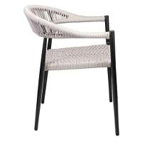Cadeira Empilhável área Externa Trancoso Rivatti Alumínio Preto Assento Trama Corda Náutica Amêndoa