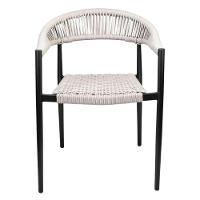 Cadeira Empilhável área Externa Trancoso Rivatti Alumínio Preto Assento Trama Corda Náutica Amêndoa - 5