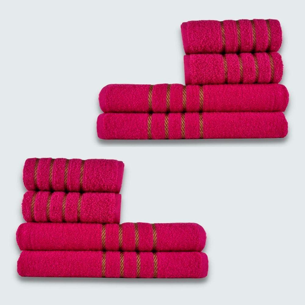 Jogo De Toalhas 8 Peças Coleção Montreal 100% Algodão Rosa - 1