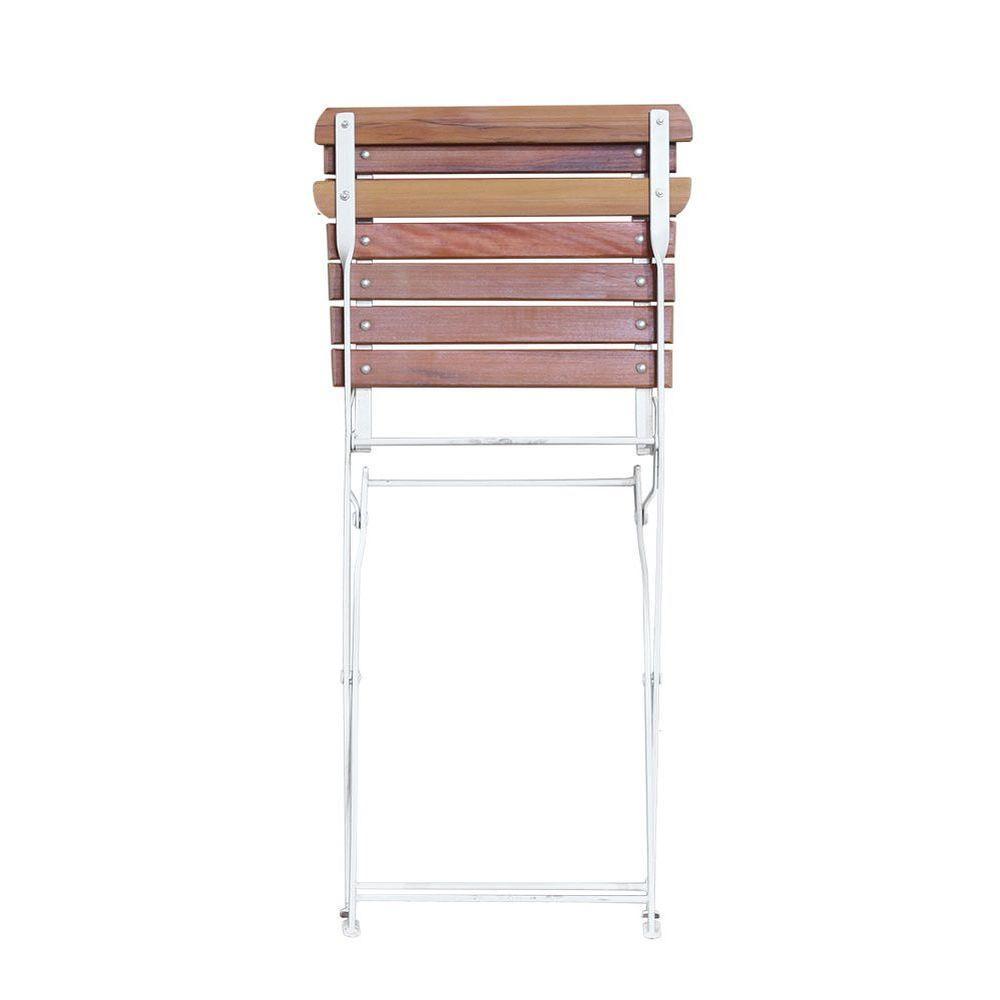 Conjunto Mesa Dobrável 60x60 Cm Com 4 Cadeiras Ferro E Madeira Maciça Envernizada - Branca - 2