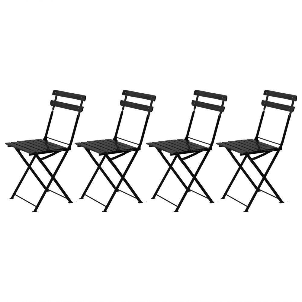 Kit 4 Cadeiras Dobrável Ferro E Madeira Envernizada Black - 1