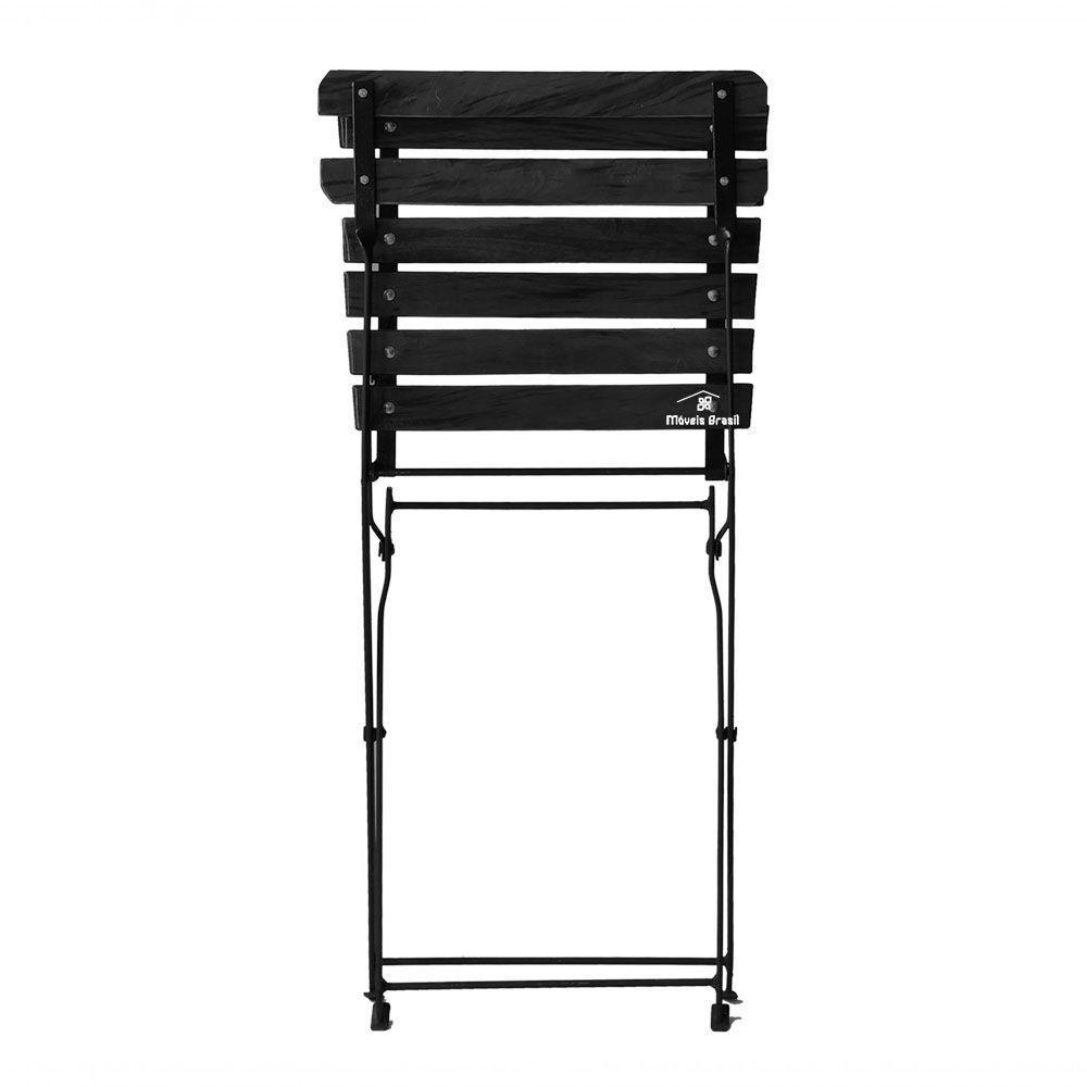 Kit 4 Cadeiras Dobrável Ferro E Madeira Envernizada Black - 2