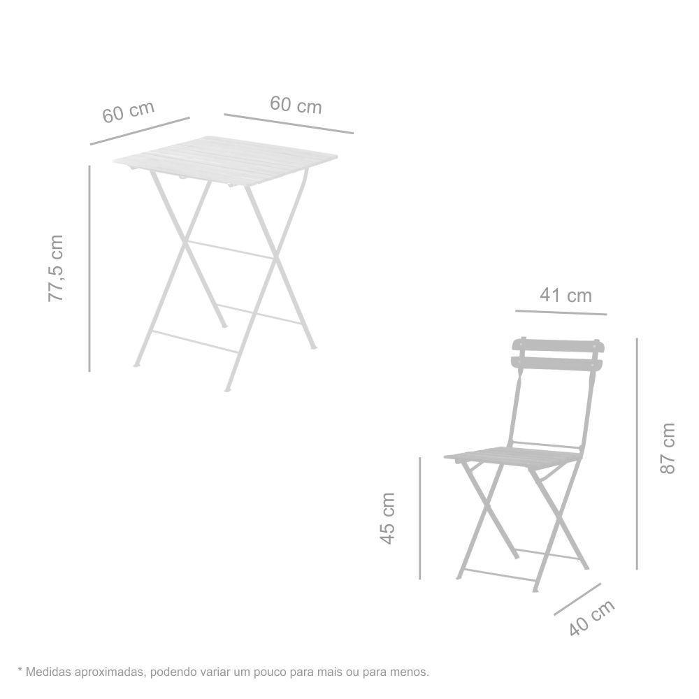 Conjunto Mesa Dobrável 60x60 Cm Com 4 Cadeiras Ferro E Madeira Envernizada Black - 2