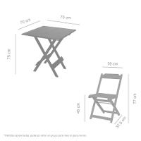 Conjunto Dobrável 70 X 70 Com 4 Cadeiras Madeira Maciça Mista - 2