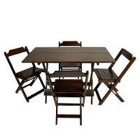 Conjunto Dobrável 120 X 70 Com 4 Cadeiras Madeira Maciça Mista - 1