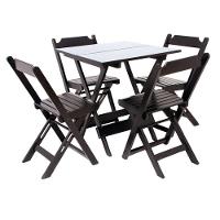 Conjunto Dobrável 70 X 70 Com 4 Cadeiras Madeira Maciça Mista - 1