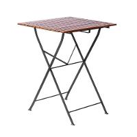 Conjunto Mesa Dobrável 60x60 Cm Com 4 Cadeiras Ferro E Madeira Maciça Envernizada Natural - 6