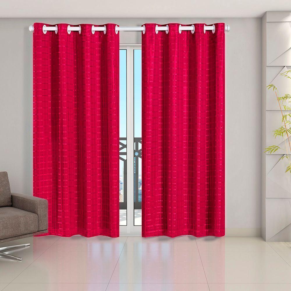 Cortina Blackout Pvc Com Tecido Voil Xadrez 2,80 M X 2,30 M - Pink. - 1