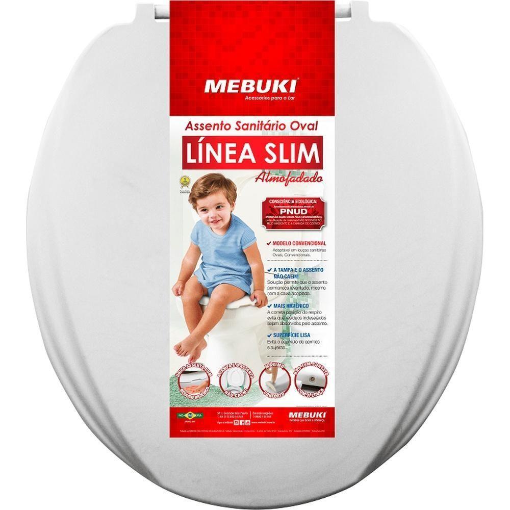 Assento Sanitário Almofadado Slim Oval Convencional Branco Línea Slim Mebuki - 1