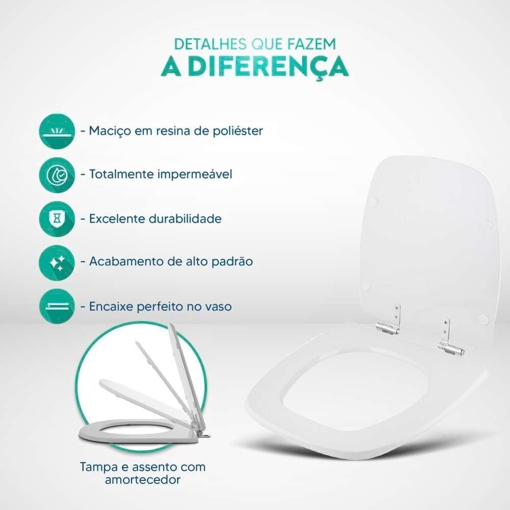 Assento Sanitário Poliester Com Amortecedor City Branco Para Vaso Celite - 4