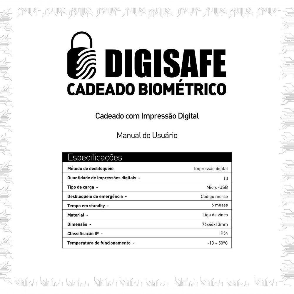 Cadeado Com Biometria Digisafe - Modelo Dp-sg03 - 8