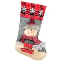 Bota Meia Natalina Decoração Boneco De Neve Em Feltro 43cm - 1