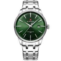 Relógio De Quartzo Masculino Pulseira De Aço Inoxidável Resistente à água Verde - 1