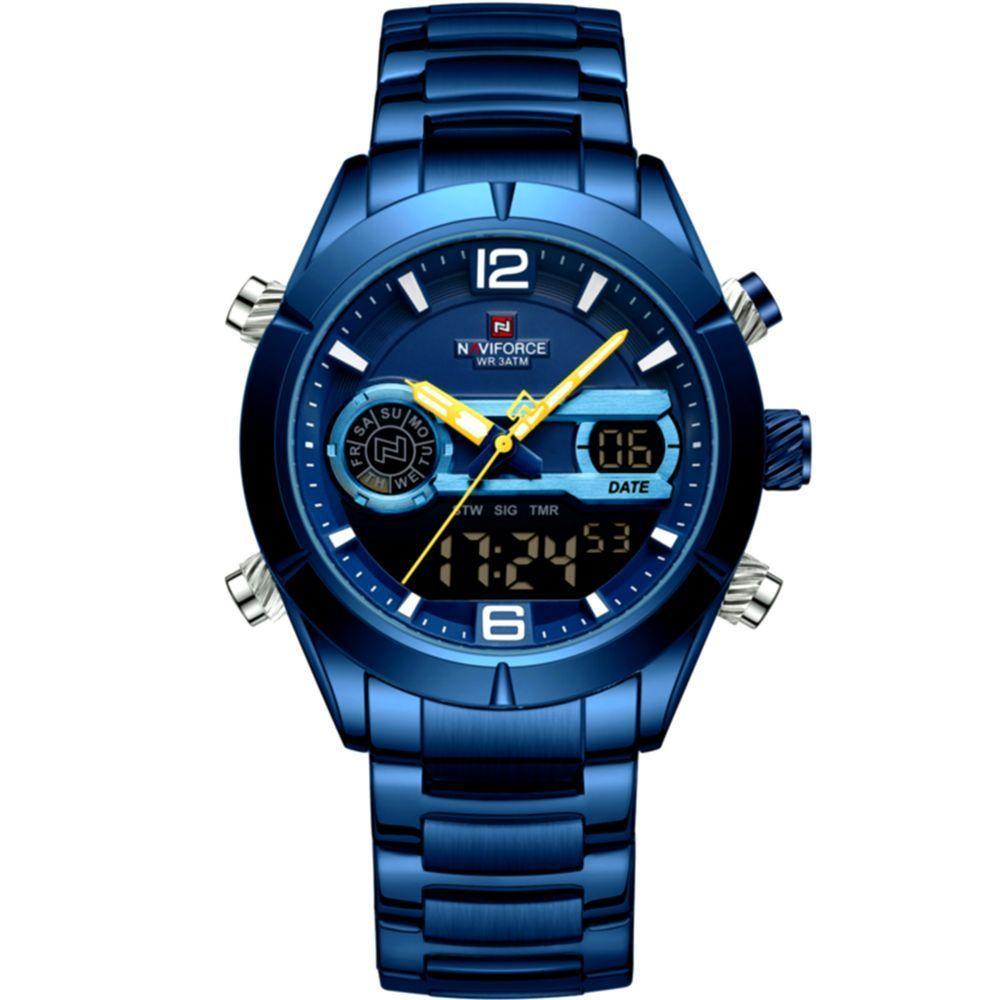 Relógio Impermeável Digital Masculino Esportivo Duplo Display Azul - 1