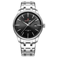 Relógio De Quartzo Masculino Pulseira De Aço Inoxidável Resistente à água Prata - 1