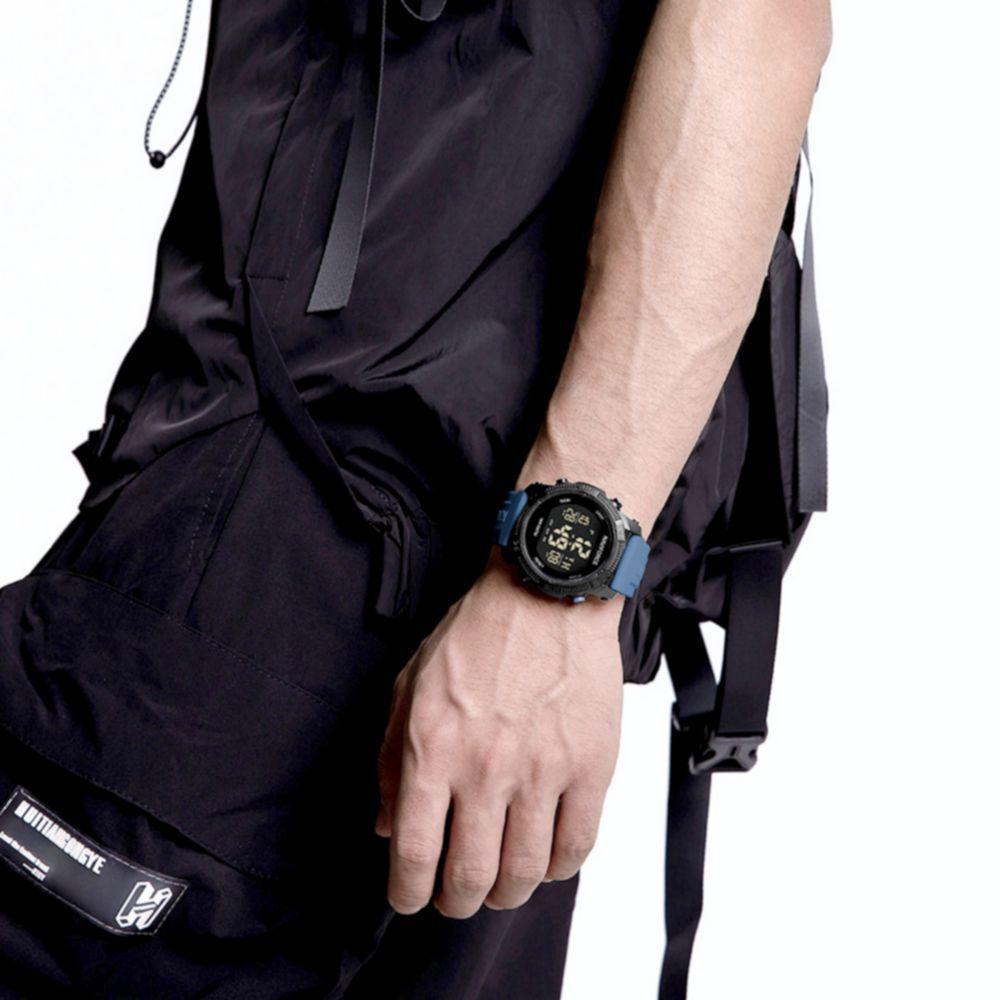 Relógio Esportivo Digital Impermeável Pulseira De Silicone Casual Azul - 5