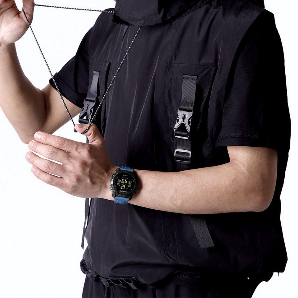 Relógio Esportivo Digital Impermeável Pulseira De Silicone Casual Azul - 7