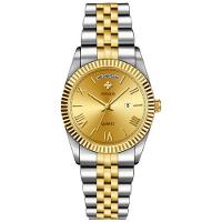 Relógio De Quartzo Masculino Design Casual Em Aço Inoxidavel à Prova D'água 3atm Prata Dourado - 1